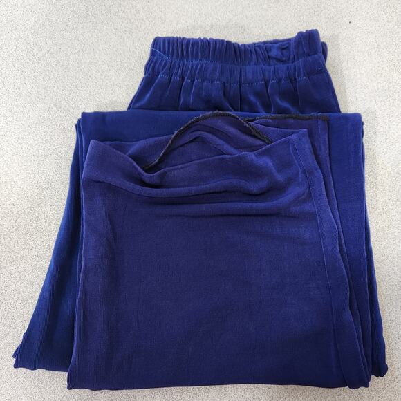 Blue Liquid Knit Elastic Waist Pull On Pants Medium Lightweight Flowy Stretchy - Picture 5 of 5
